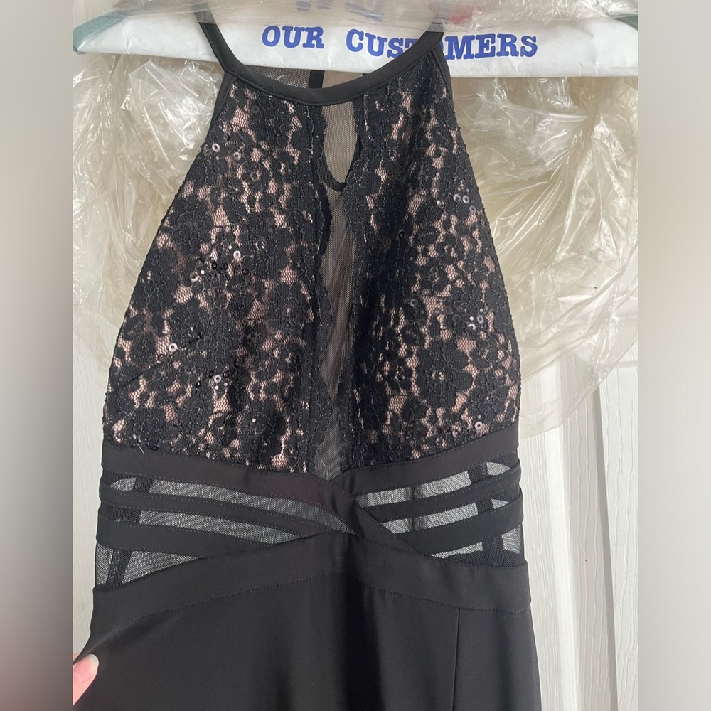Night Way Collections Black Dress with Pink Tag Accent
